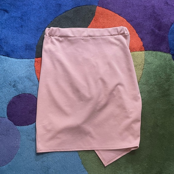 Pink Asymmetrical Pencil Skirt - Picture 2 of 5